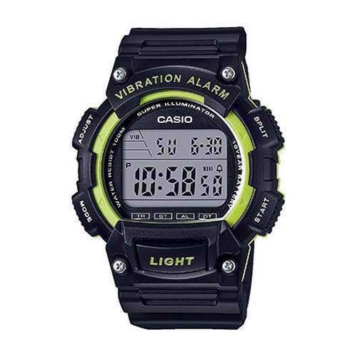 Image of Classic sort /gul resin urkasse med stål quartz multifunktion (3446) Herre ur fra Casio, W-736H-3AVEF